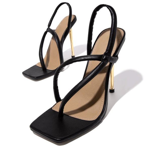 NEW🔥 Thong Open Toe Sandal Metallic Stiletto Heel - Picture 6 of 8